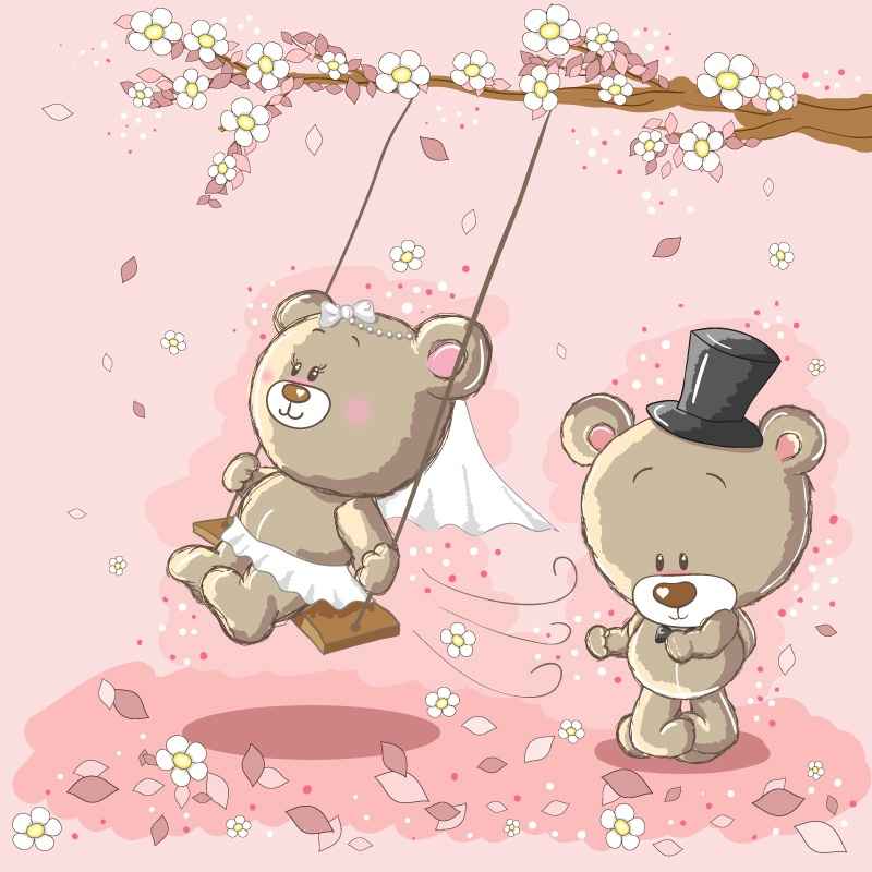 Bear cartoon couple illustrator vector material