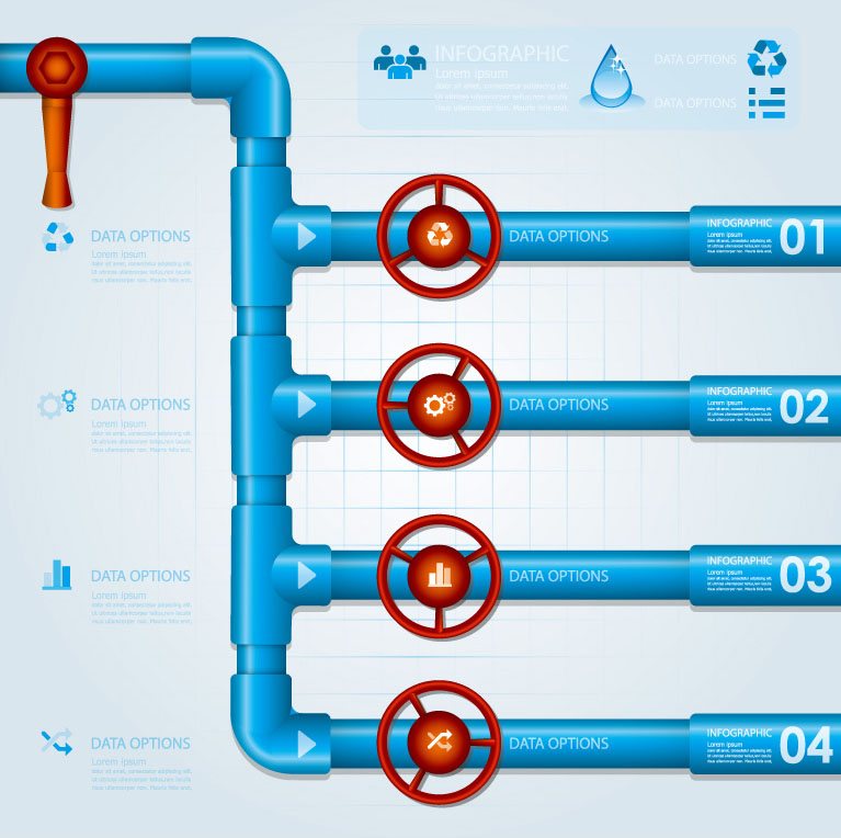 Blue water Business information map vector material