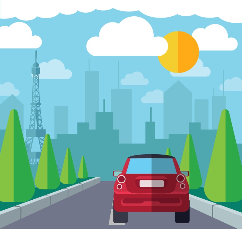 Bound city car vector material