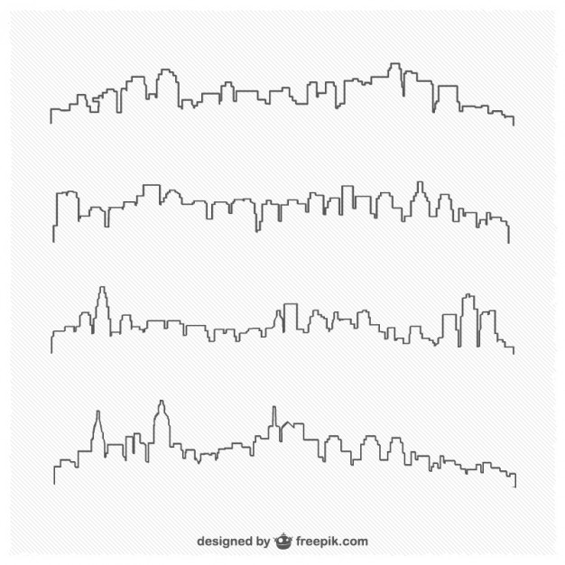 Buildings linear style vector set