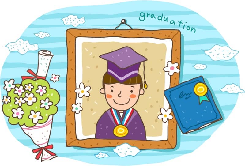 Cartoon boys photo graduation vector material