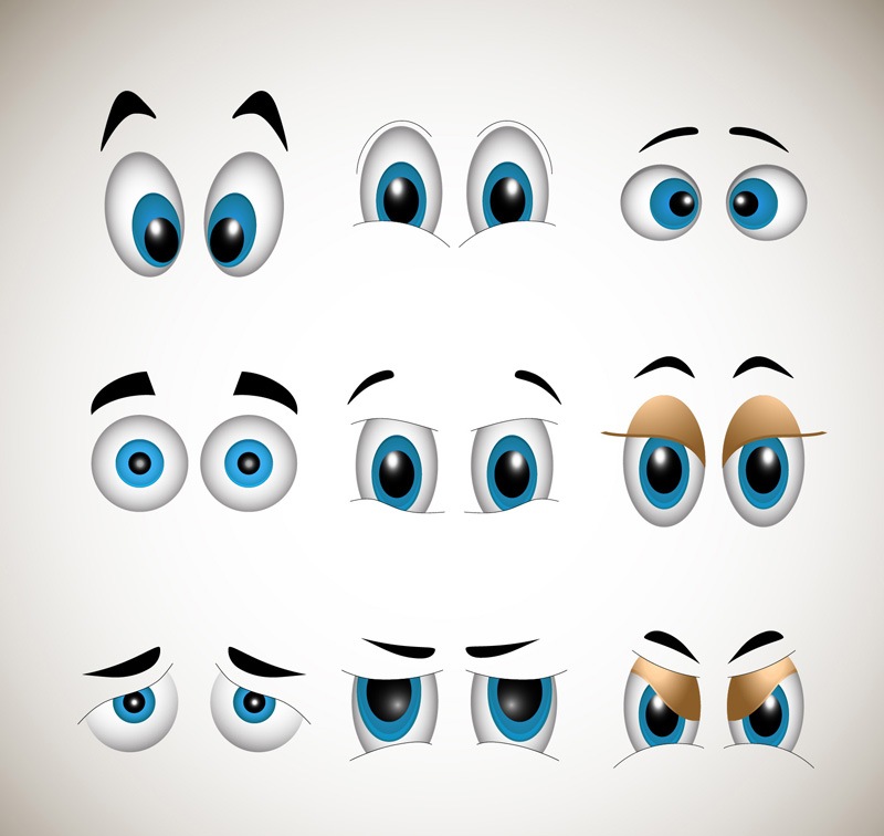 9 cartoon eyes design vector material