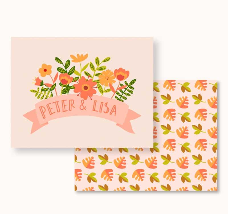 Cartoon flowers wedding invitation card design