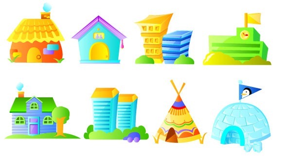 Cartoon house building vector image material