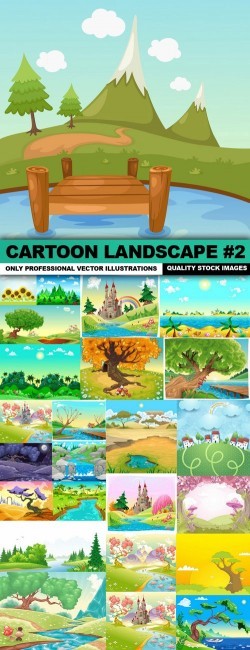 Cartoon Landscape #2 – 25 Vector