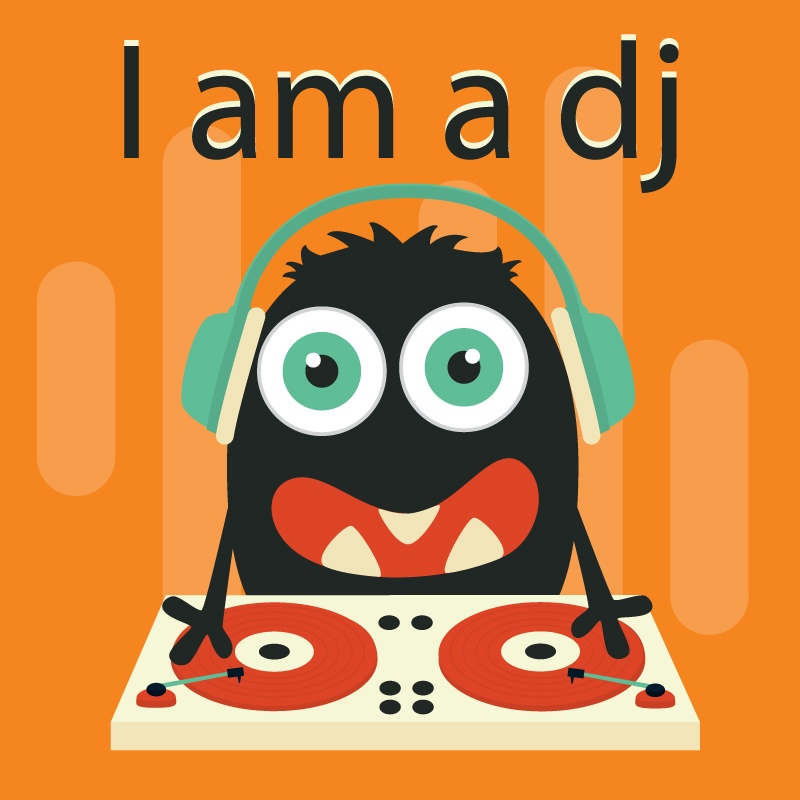 Cartoon Monster DJ design vector material