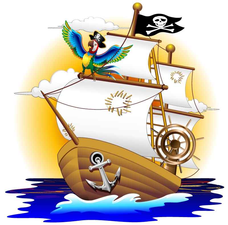 Cartoon pirate ship vector illustration