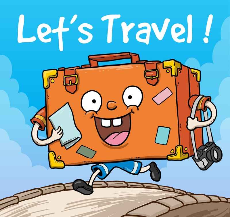 Cartoon running suitcase vector material Vector cartoon