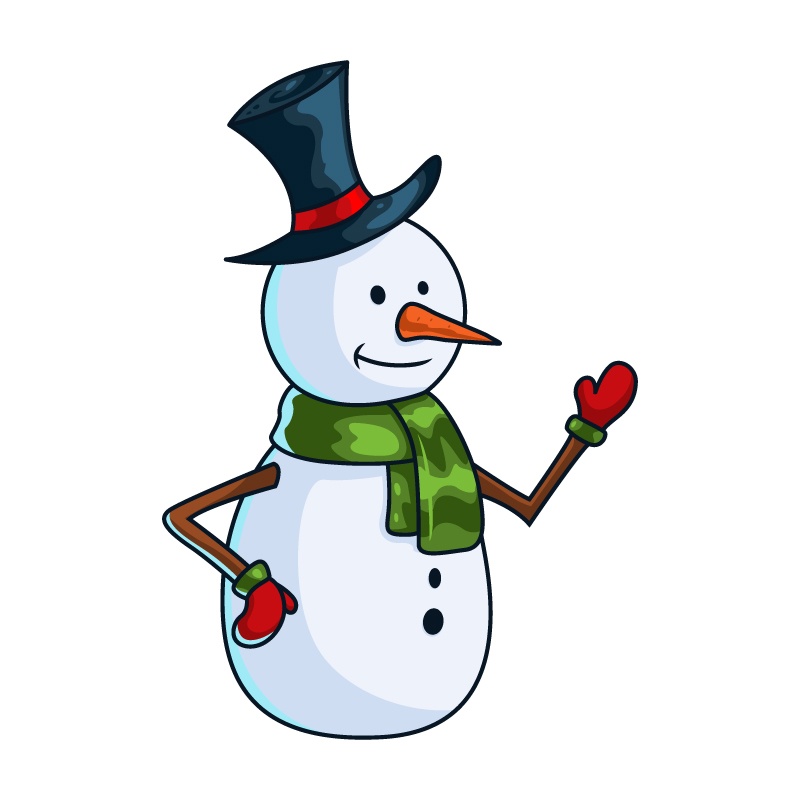 Cartoon snowman wearing a hat vector material