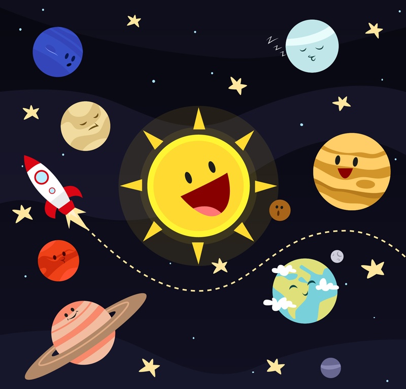 Cartoon solar system planet vector material