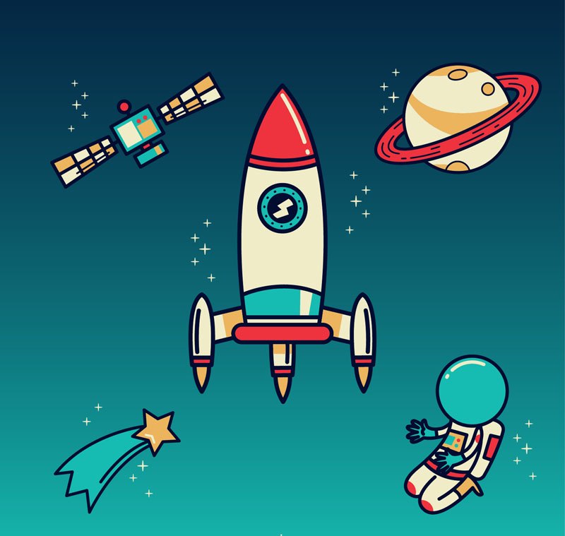 5 cartoon space element vector material Vector cartoon