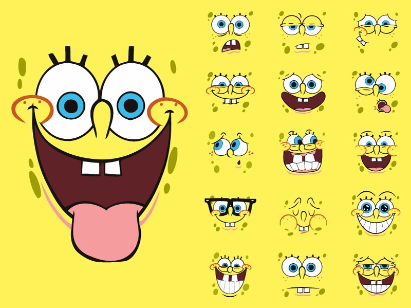 Cartoon SpongeBob varied expression vector material