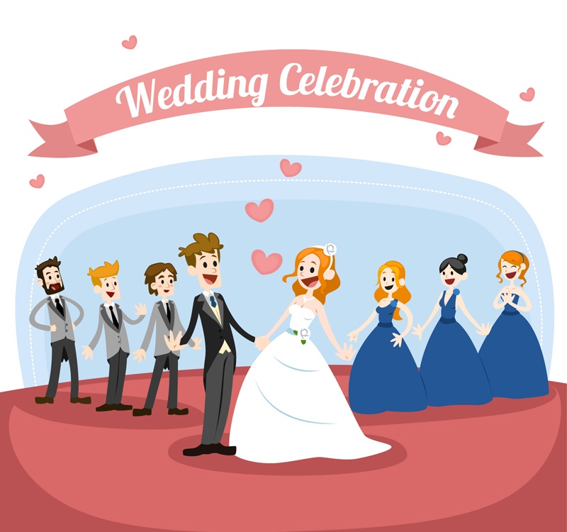 Cartoon wedding couple vector material