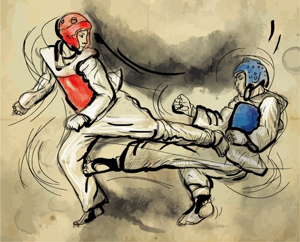 Character design painted taekwondo vector graphics