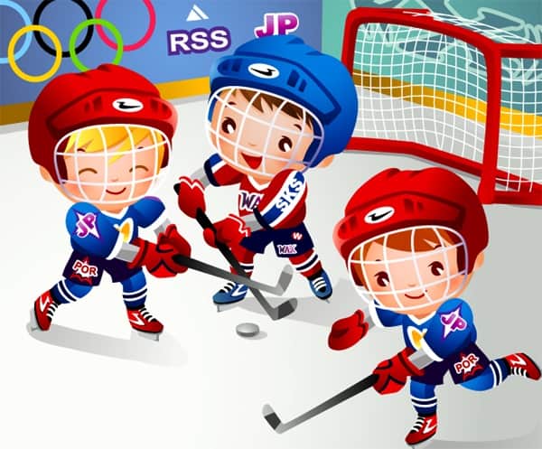 Children’s hockey vector material