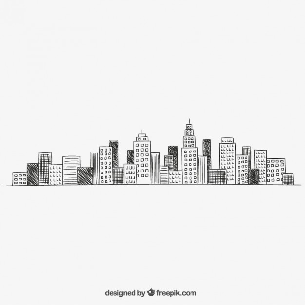 Cityscape in hand drawn style