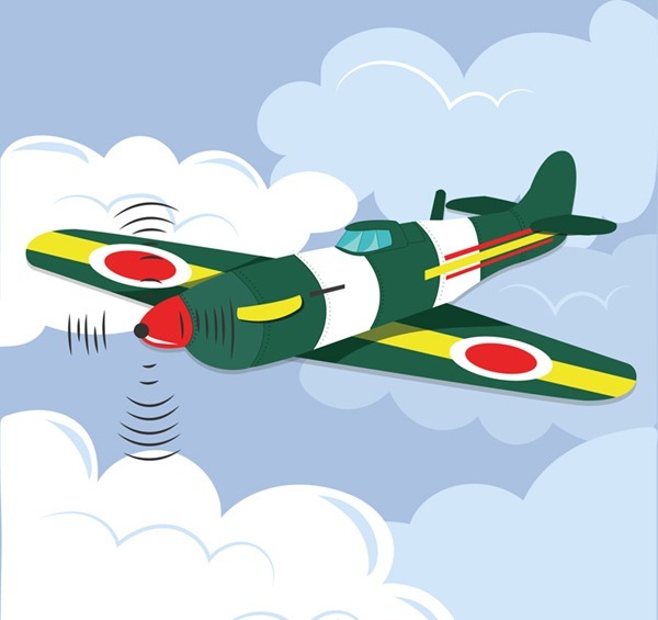 Color aerial combat aircraft vector graphics