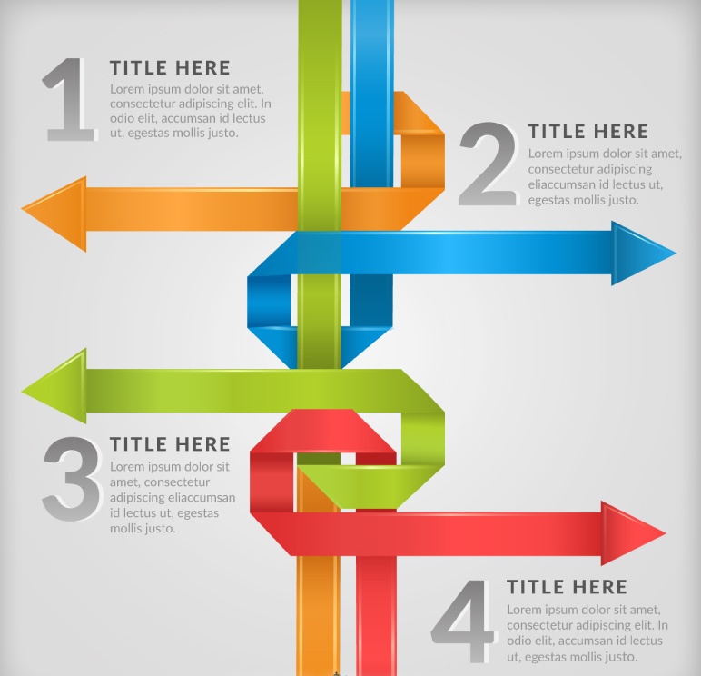 Color origami arrow Business information map vector material