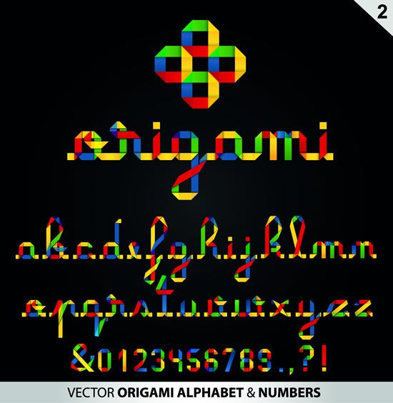 Color origami font creative