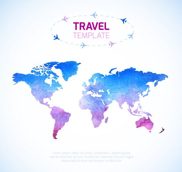 Color Universal Travel world map vector graphics