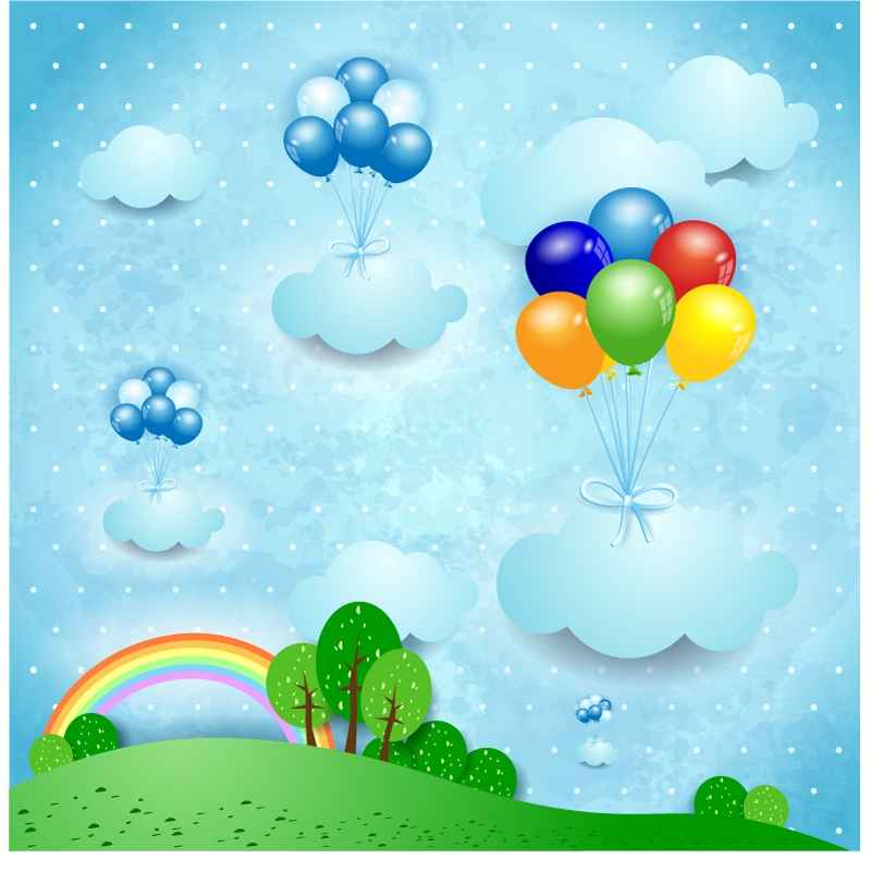 Colored balloons mark stickers Vector material
