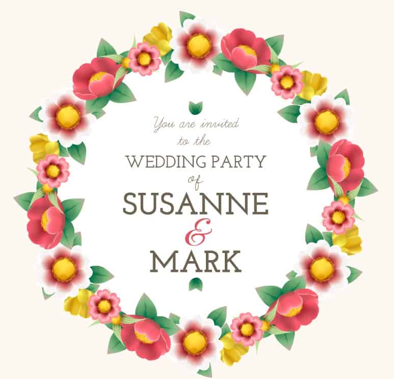 Colored garland wedding invitation poster