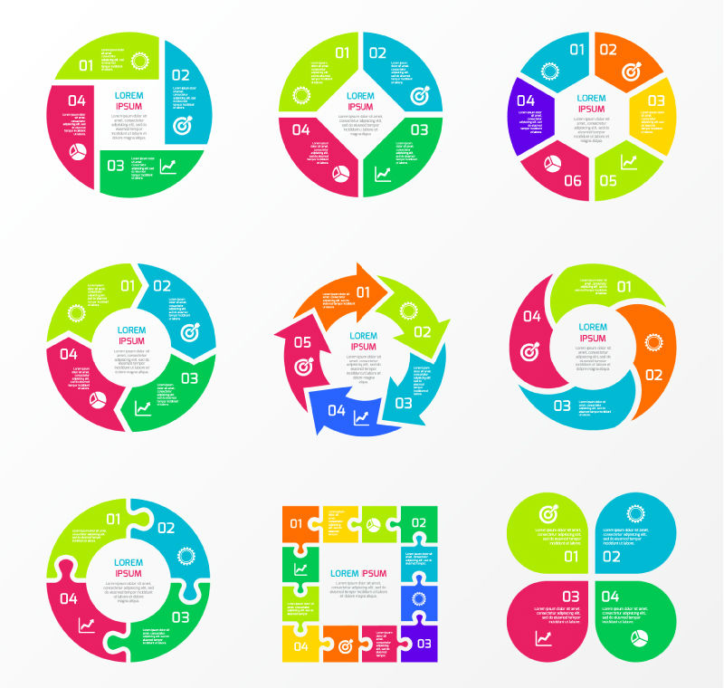 9 Creative Business spell color information map vector