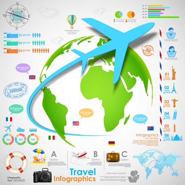 Creative Global travel information map vector graphics