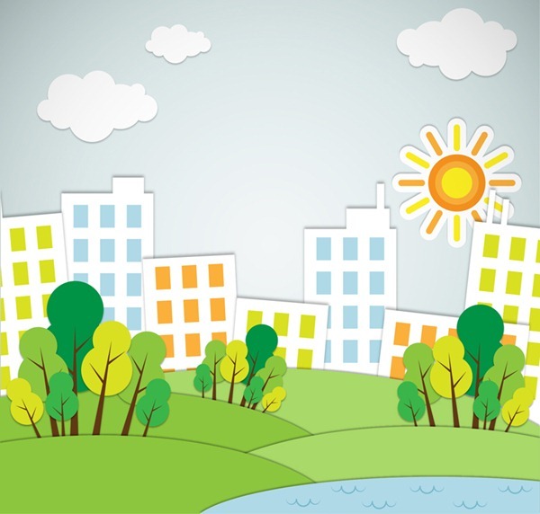 Creative Housing tree clip art vector graphics