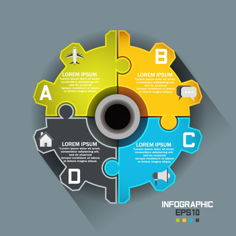 Creative puzzle Business information map vector material