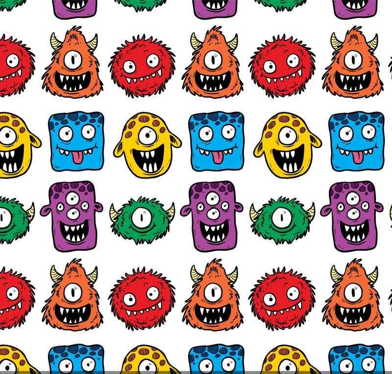 Cute cartoon monster seamless background vector
