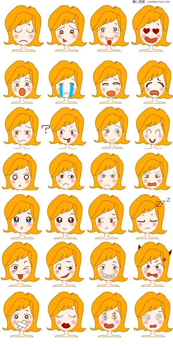 Cute girl picture expression vector material Vector cartoon