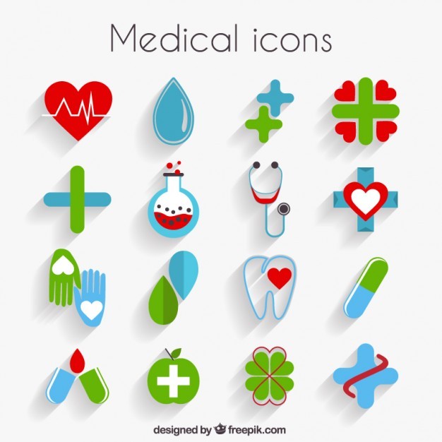 Cute medical icons in flat design