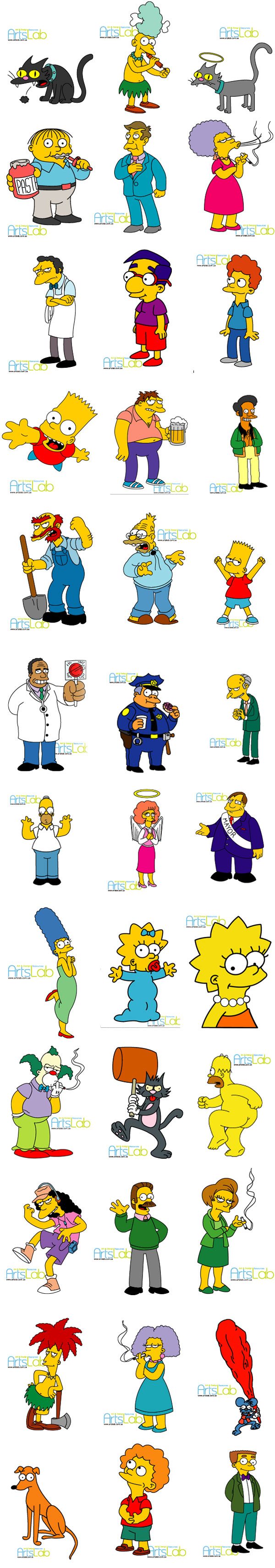 Cute Simpsons cartoon characters vector material