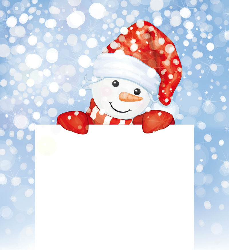 Cute snowman text vector cartoon background