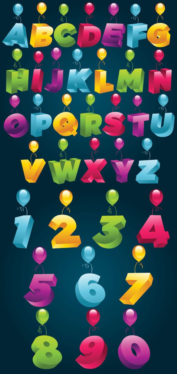 3D stereoscopic alphanumeric