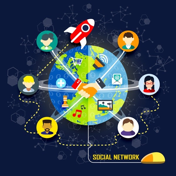 Delicate social network background vector graphics