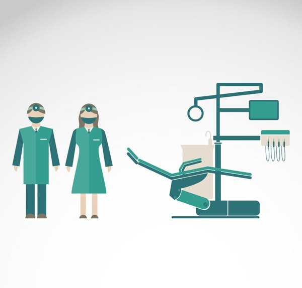 Dentists and dental unit vector graphics