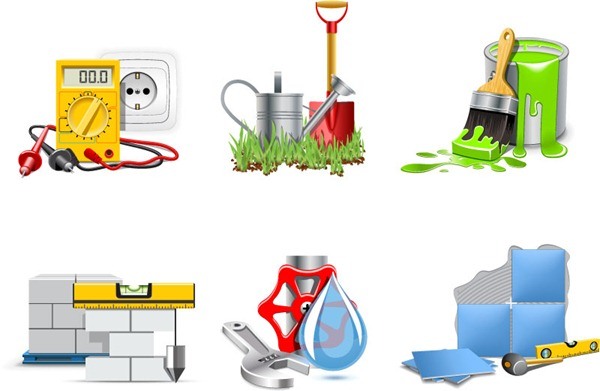 6 exquisite decoration and construction icons