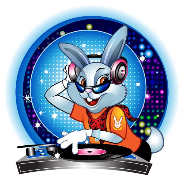 Fashion cartoon rabbit vector material DJ