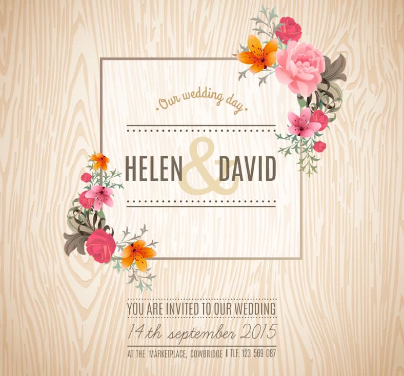 Floral decoration wedding invitation card