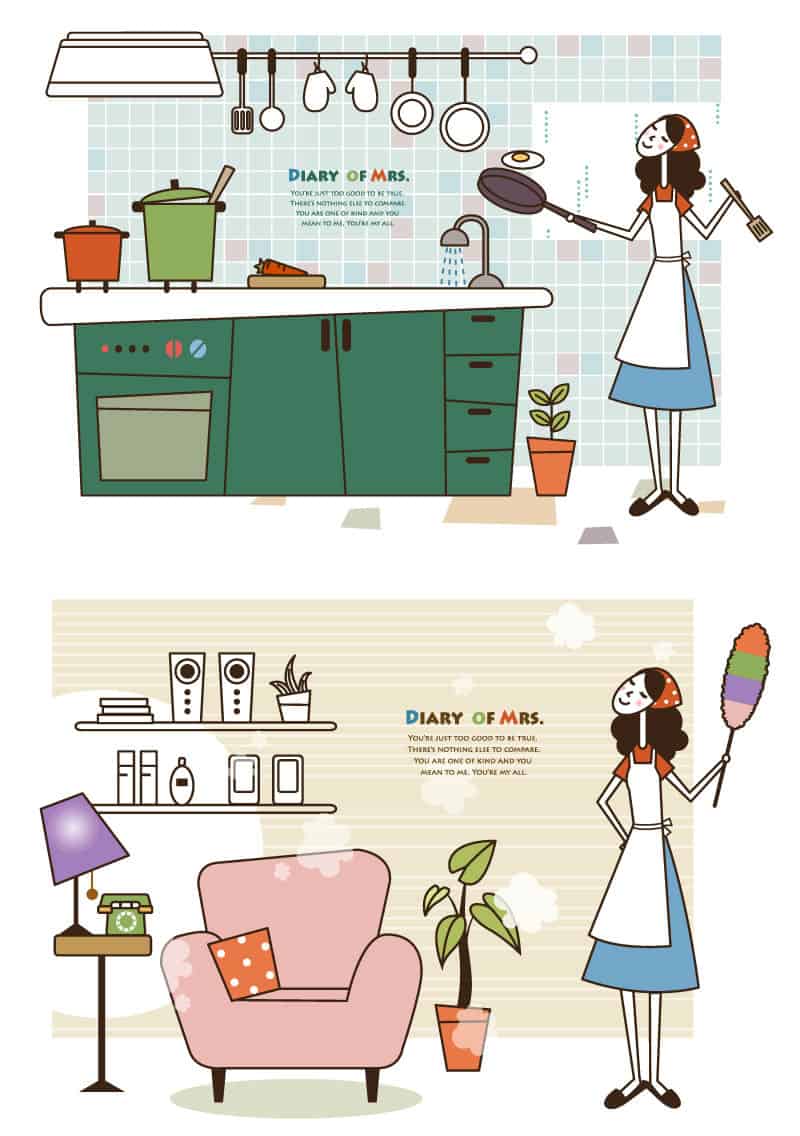 Fresh housewife illustrator vector material