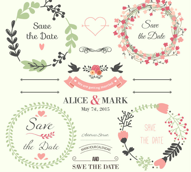 fresh wedding element vector material Advertising Design