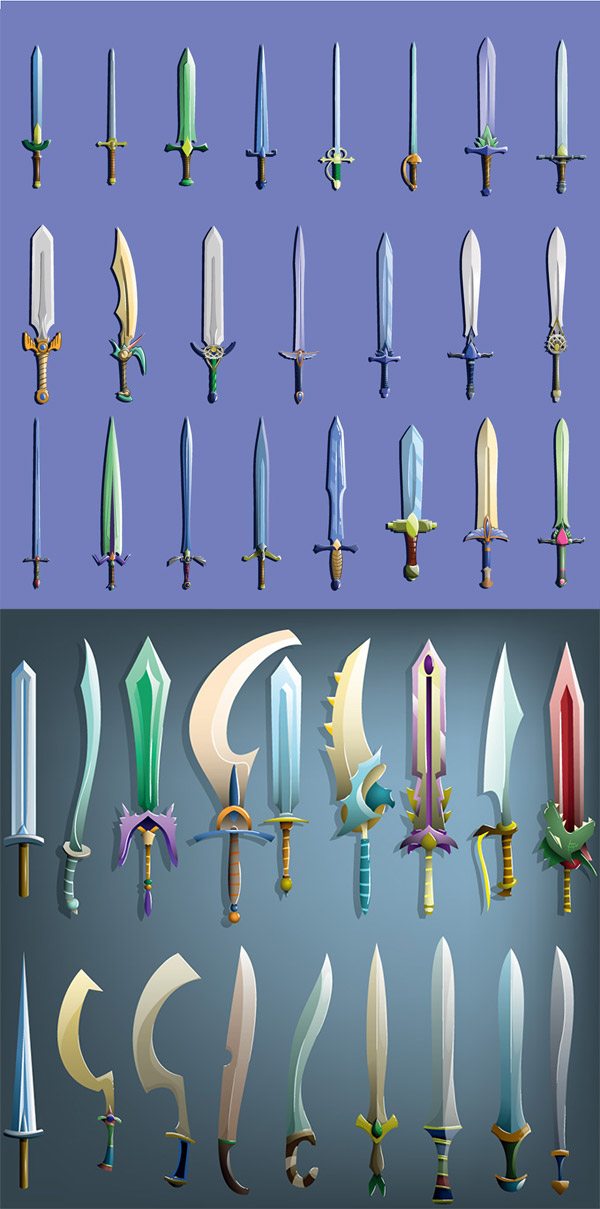 Game Swords utensils vector material