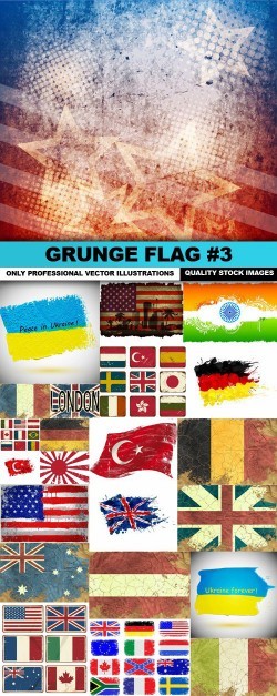 Grunge Flag #3 – 25 Vector