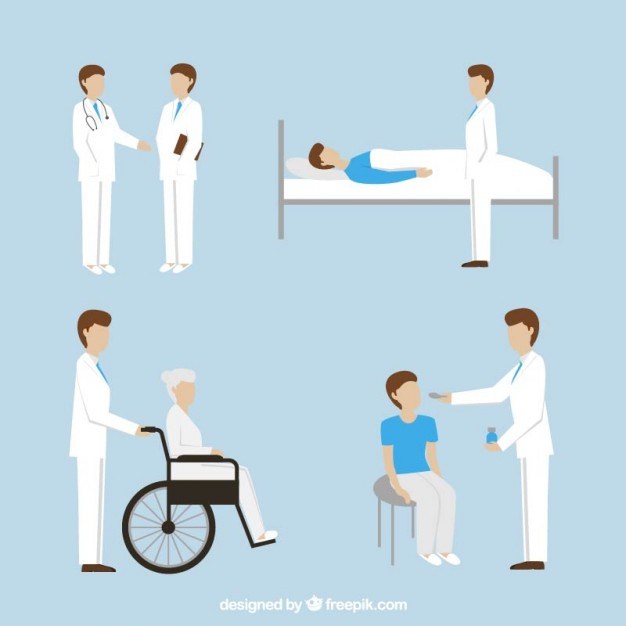 Hand drawn doctor and patients pack