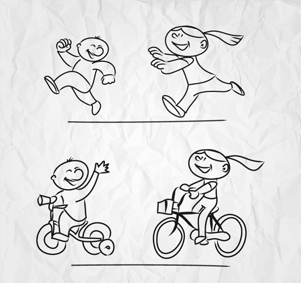 Hand-painted children’s play design vector graphics