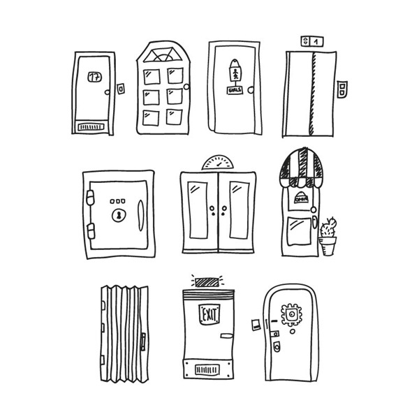 10 hand-painted door design vector graphics
