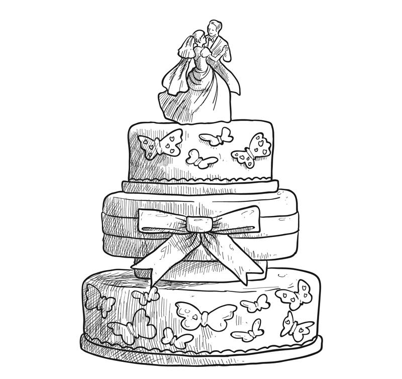 Hand-painted wedding cake fruit and vegetable food vector material