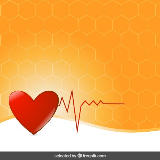 Heart electrocardiogram on orange background